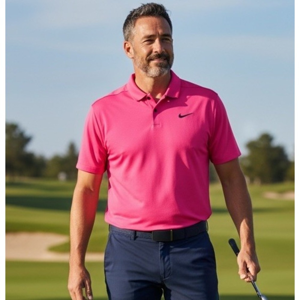 Nike Golf Mens Dri-FIT Polo Shirt Hot Pink Short Sleeve Size X Large